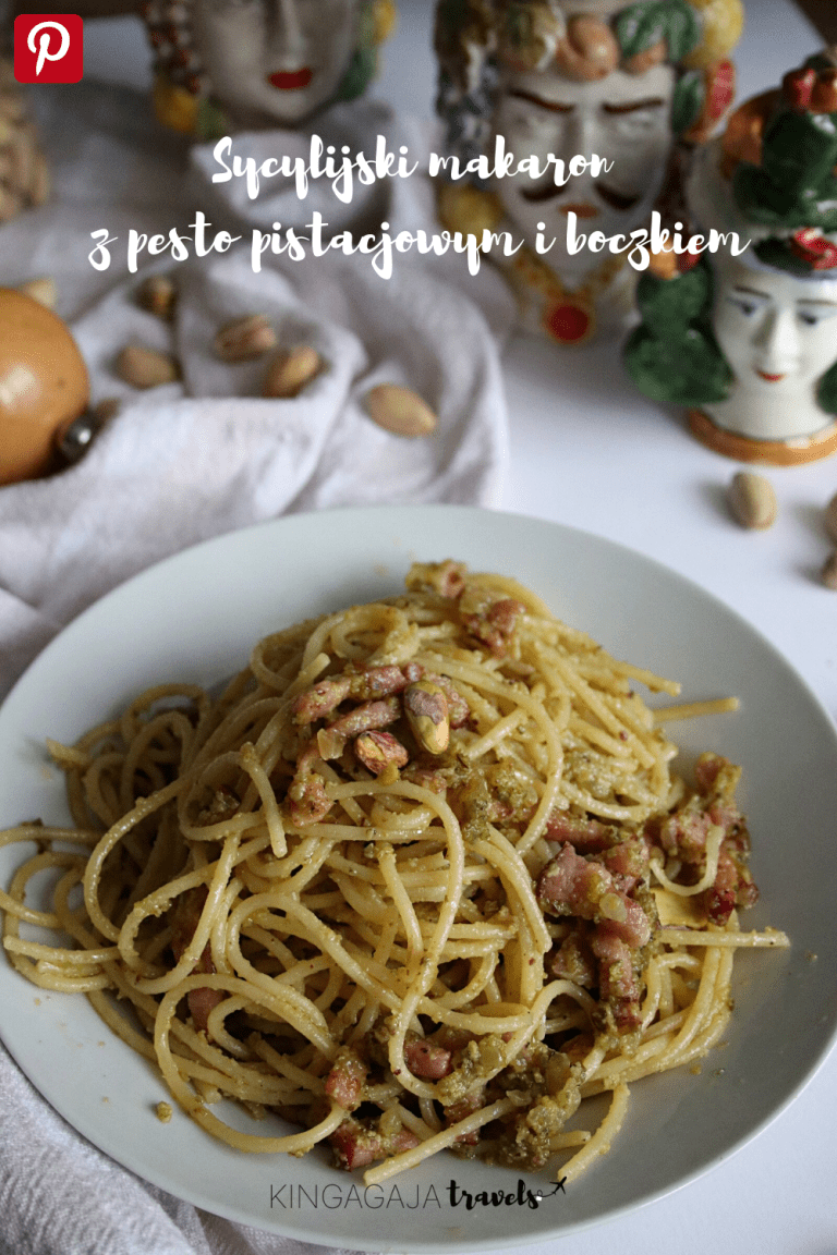 Makaron z pesto pistacjowym i boczkiem przepis sycylijski